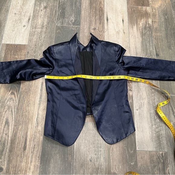 Theyskens Theory cupro Tuxedo Blazer SZ Small? Navy Blue $690 - Picture 4 of 9